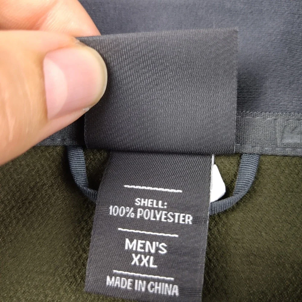 REI Mens 2XL XXL Jacket Olive Green Softshell Full Zip Fleece Lined Hike Commute